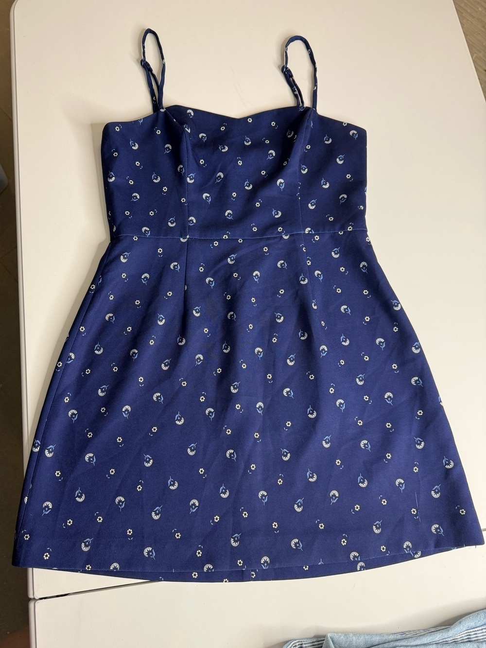 French Connection Women’s Navy Floral Spaghetti Strap Mini Dress Size 6